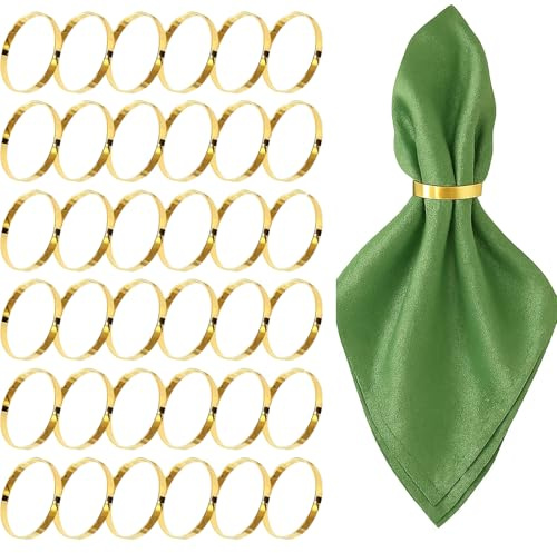 FrostyFlair Serviettenringe Gold, 20 Stück Exquisite Runde Serviettenringschnallen, Serviettenring für Familienessen, Hochzeiten & Feiertagspartys