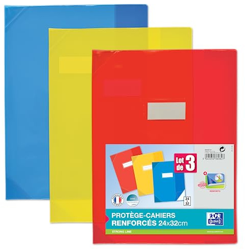 OXFORD 3 Stück Heftschoner Strong Line 24 x 32 cm PVC transparent 15/100 verschiedene Farben
