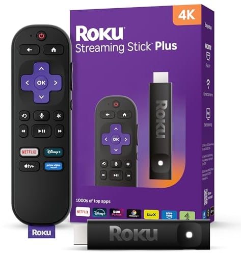 Roku® Streaming Stick™ Plus 2025-4K- und HDR Roku Streaming-Gerät für TV mit Voice Remote - Kostenloses und Live-TV