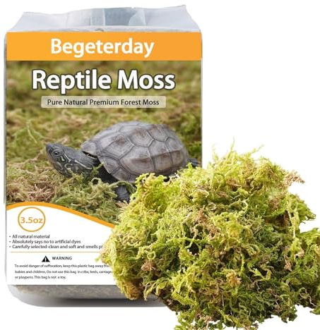 Begeterday 99g Reines Natürliches Moos für Schildkröten, Ideales Zubehör für Schildkrötenbecken, Gut für Die Aufrechterhaltung Der Luftfeuchtigkeit Und Zum Warmhalten im Winter
