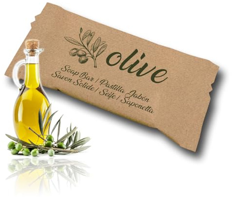 GPQ - Seifenstück OLIVE | 500 Einheiten x 8 Gr. | Hotelaustattung | Mit Olivenöl | Für Hotels, Landhäuser, Wohnungen, Kreuzfahrtschiffe, B&B | Made in UE