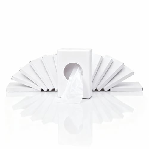 PE-Hygienebeutel Set mit Kunststoffspender, Hygienebeutelspender für Damenbinden und Tampons, hygienisch und diskret, in Weiß und Chrom (Weiß)
