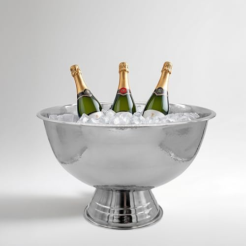 Spetebo Design Edelstahl Champagnerschale gehämmert - Champagnerkühler Ø 40 cm - Sektschale Flaschenkühler