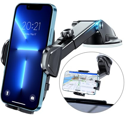 Hocerlu Handyhalterung Auto - Ultra Stabil KFZ Handy Halterung Saugnapf für Armaturenbrett & Windschutzscheibe, Allround Silikon Stoßfest, 360° Drehbar, EIN-Knopf-Release, für 3.8-6.7 Smartphones