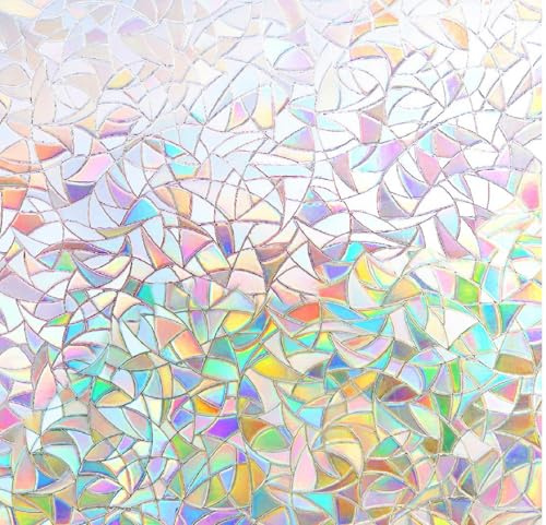 shinfly Fensterfolie Blickdicht Selbsthaftend | Sichtschutzfolie Fenster | Fensterfolie Bunt Statisch Haftend 44,5 x 200 cm | Stained Glass Window Film Anti-UV Für Büro Wohnzimmer Schlafzimmer Küche