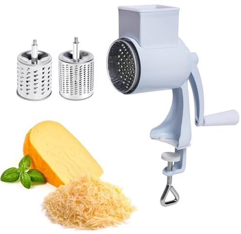 Käsereibe Mit Kurbel, Trommelreibe Edelstahl, Reibe Für Mit 2 Trommelblättern, Parmesanreibe Elektrisch, Reibe Küche Schnelles Schneiden, Küchenreibe Für Gurken, Käse Und Nüsse, Karotten