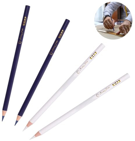Neerow 4 Stück Schneiderkreide, Schneiderkreidestift, Nähkreide Stoffkreide, Nähen Bleistift, Stoff Marker Stift für Schneiderei Nähen Notizen Basteln (2 Farben)