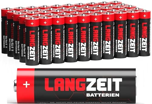 Langzeit Batterien AA 50 Stück Premium Mignon LR6 Alkaline Batterie 1,5V