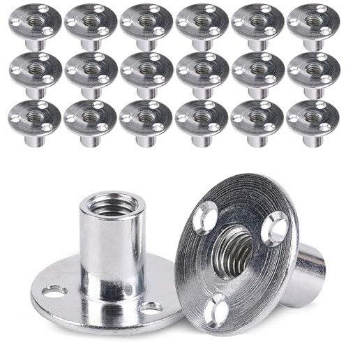 20 Stück 3 Loch T Mutter M8, Flanschmutter M8 Flanschmuttern Einschraubmutter 3 Loch T Nut T Muttern Brad Loch zur Befestigung Verbindungsmöbel (M8x37x2,5mm)