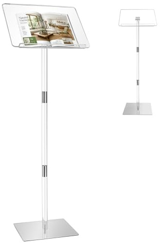 Podiumständer, Rednerpulte & Podien, Acryl, verstellbare Winkel mit Metallsockel, Podium für Kirche, Hochzeiten, Klassenzimmer, Rede, 40,6 cm L x 30,5 cm B x 108 cm H (transparent)