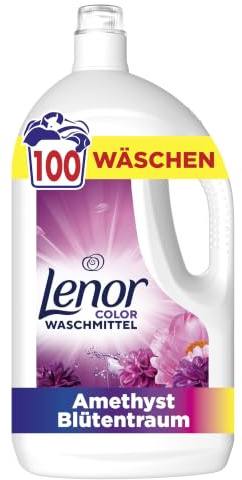 Lenor Flüssigwaschmittel Amethyst, 100 Wäschen, Waschmittel flüssig | Für lang anhaltende Frische und extra Geruchsabwehr, wirksam auch bei Kaltwäsche.