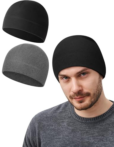 MELLIEX 2 Stück Fahrradmütze Unter Helm, Winddichte Sportmütze Laufmütze Perfekt als Warme Dünne Mütze Wintermütze Skull Cap für Herren Damen