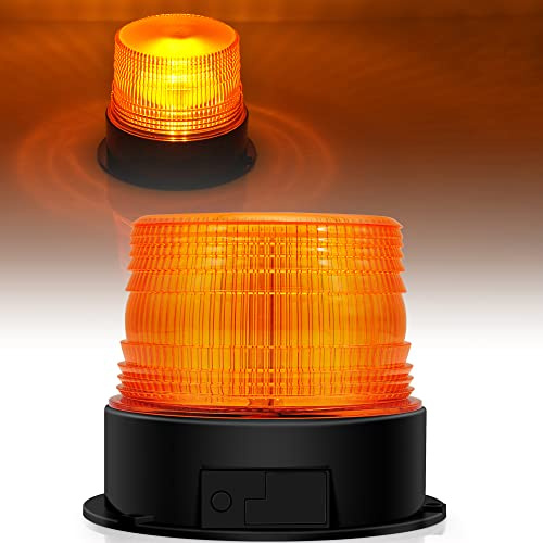 Dinfu Rundumleuchte akku 12V Gelb Rundumleuchte Magnet 24v Kabellose LED Warnleuchte auto Orange Warnlicht Blinkleuchte Strobe Beacon Light für Auto LKW Traktor KFZ UTV SUV J-eep