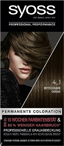 Syoss Color Coloration 4_1 Mittelbraun Stufe 3 (3 x 115 ml), permanente Haarfarbe für bis zu 10 Wochen Farbintensität und 70% weniger Haarbruch*