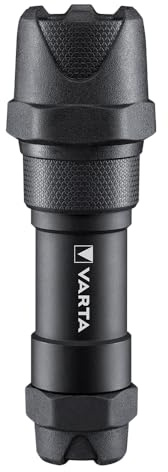 VARTA Taschenlampe Indestructible F10 Pro - IP67, IK08, Aluminium, 2 Leuchtstufen, stoßdämpfende Gummikappe, inkl. 3x AAA Batterien