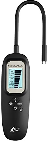 AGT Professional Bremsflüssigkeitstester: Bremsflüssigkeits-Tester mit Display, LED, Wassererkennung, DOT3/4/5.1 (Bremsflüssigkeitstester Test, Bremsflüssigkeit Messgerät, Golf)