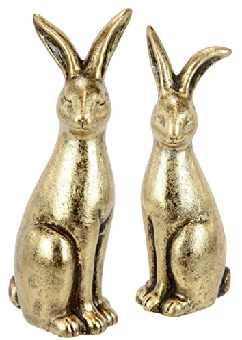 Deko-Hase Osterhase Dekohase Osterdeko Keramikhase Kaninchen Ostern Frühling Dekoration für Kränze Osterkränze Osterfigur Frühlingsdekoration Tischdeko Deko Osterfest Statue Figur Paar Set