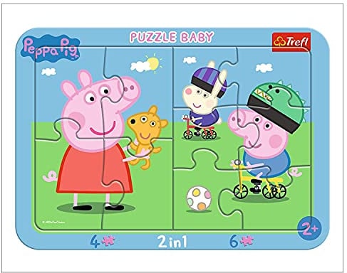 Trefl, Puzzle, Rahmenpuzzle mit Unterlage, 10 Teile, Peppa Pig, für Kinder ab 2 Jahren, 80021