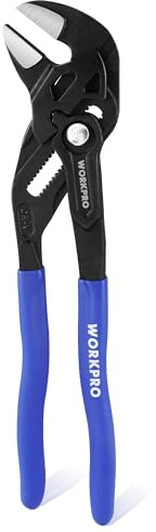 WORKPRO Zangenschlüssel 255 mm, Greift bis 50 mm, Verstellbare Rillengelenkzange ohne Zähne, Hochwertiger Cr-V-Stahl, Paralleles Backendesign mit Doppelten Arbeitssparenden Griffen