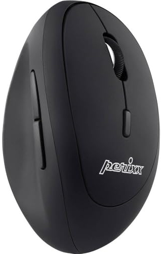 Perixx PERIMICE-719 Kabellose tragbare vertikale Maus – Leise Klicks – Für Rechtshänder – Schwarz