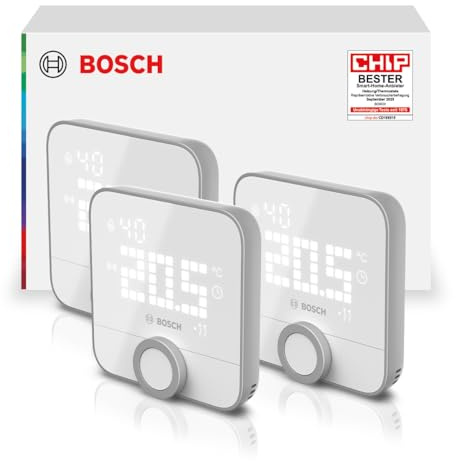 Bosch Smart Home Raumthermostat II für kabelgebundener Heizsysteme, 230 V, kompatibel mit Google Assistant und Alexa, 3er Set, White