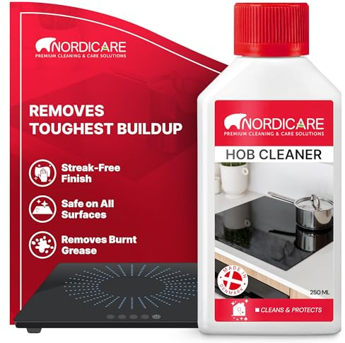 Nordicare Kochfeld Reiniger 250ml für Glaskeramik Kochfeld & Induktion | Effektiver Universal Herdreiniger gegen Kratzer & Eingebranntes - Induktionskochfeld Herdplatten Reiniger, Keramik Politur