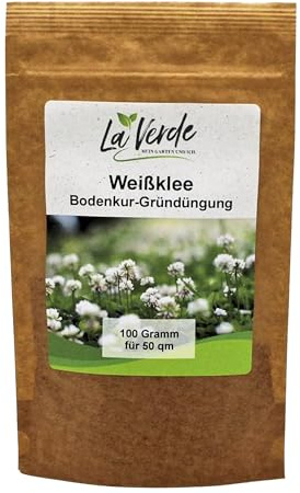 La Verde MEIN GARTEN UND ICH. Weißklee Samen 100g für 50m², Futterpflanze, Bodenkur, mehrjährige Gründüngung, Saatgut ohne Gentechnik