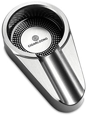 CIGARLOONG Zigarren Aschenbecher Classic Single für Patio/Outdoor/Indoor Aschenbecher (Farbe: Black 2) (Silber)