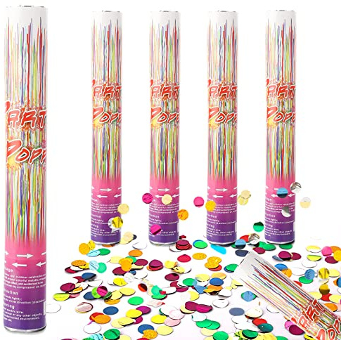 Konfettikanone, 5 Stück Hochzeit Konfetti Poppers, Party Popper, Konfetti Bombe Shooter, Konfettikanone für Hochzeit, Geburtstag, Silvester, Private Party