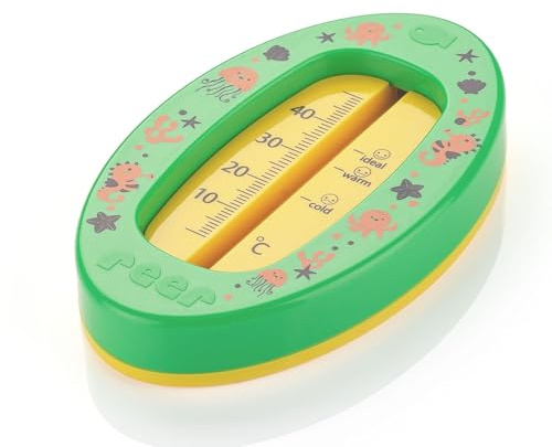 reer Baby-Badethermometer oval | kindersicheres Bade-Thermometer | Optimale Badetemperatur für die Wanne | quecksilberfrei | hoher Messbereich | übersichtliche Skala | Grün