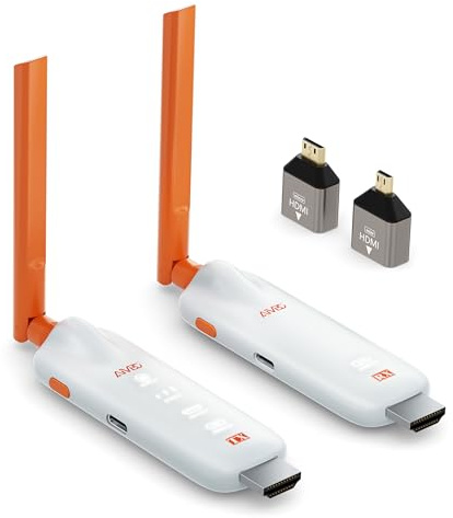 2026 Wireless HDMI Transmitter and Receiver 5.8G - Bis zu 6 RXs, Kabellos Sender Empfänger mit LED-Anzeige, HDMI Funkübertragung 4K-Dekodierung von Laptop/TV Box/Kamera zu TV/Monitor/Beamer