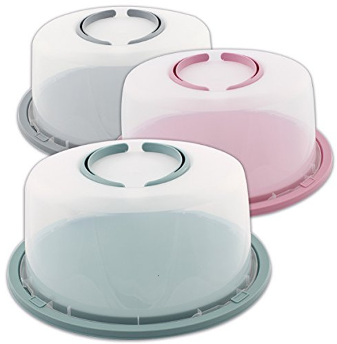 Tortenbehälter Kuchenplatte Tortenplatte Kuchenbox Torten Kuchen mit Haube und Griff (Grau)