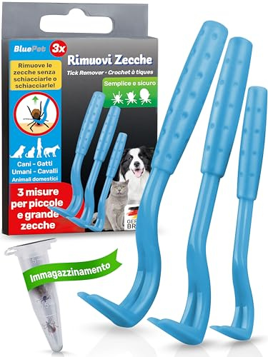 BluePet 3er Set Zeckenhaken für Hunde, Katze, Pferd & Mensch - Zeckenhebel als bewährter Zeckenentferner zur Zeckenzangen I Alternative zu Zeckenpinzette, Zeckendreher, Zeckenschutz & Zeckenmittel