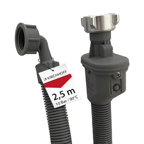 KIRCHHOFF 98657230 Waschmaschinenschlauch 2,5m, Zulaufschlauch mit 3/4 x 3/4 IG für Waschmaschine oder Spülmaschine, Wasserschlauch mit Aquastop