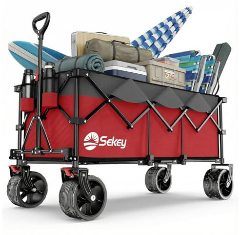 Sekey XXXL 4013 verlängerter Bollerwagen Faltbar 300L 200KG All-Terrain | Faltbollerwagen Breite Räder mit Bremse Handwagen, Patentiert 4-Wege-Sofortaufbau Transportwagen