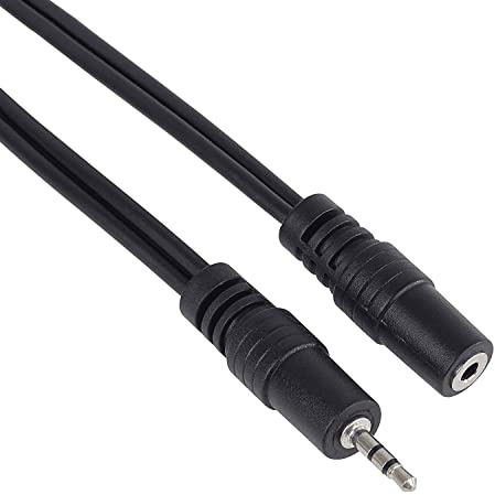 CABLEPELADO Audio Verlängerungskabel | Stereo-Audio-Klinkenstecker 2,5 mm Stecker auf Buchse | Stereo Audio Verlängerungskabel | für Lautsprecher, Kopfhörer, Handy, Tablet, MP3 | Schwarz | 2 Meter