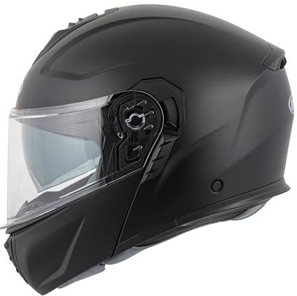MTR K-4 Evo Klapphelm, als Jethelm & Integralhelm ECE 22.06 Geprüft, Motorradhelm mit Sonnenvisier, Mopedhelm mit Komfort-Innenfutter, Motorradhelm Herren & Damen, Matt Schwarz, XL
