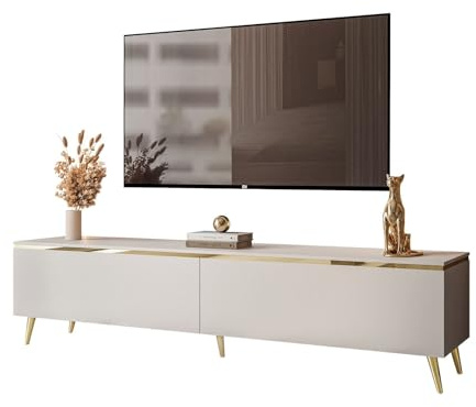 lukmebel - TV-Schrank Sideboard für Wohnzimmer Lowboard TV-Board Fernsehschrank - Fernsehtisch RTV-Schrank - 180x40x45 - Kaschmir Gold Matt - Aurora