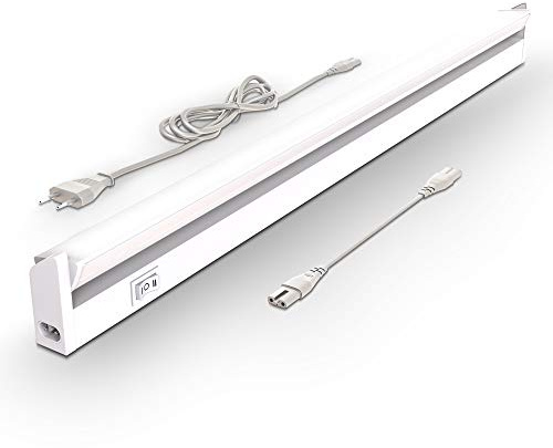B.K.Licht - LED Leiste mit Ein-Ausschalter, warmweiß bis neutralweiß einstellbar, erweiterbar, Unterbauleuchte Küche, LED Lichtleiste Küche, Schrankbeleuchtung, Küchenlampe, 54,7x6,1x2,4 cm, Weiß