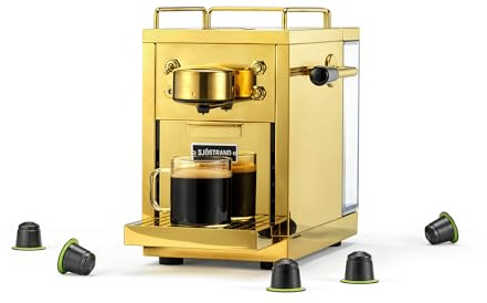 Sjöstrand The Original Espressomaschine - kompatibel mit Nespresso, Edelstahlgehäuse, Skandinavisches Design, Brass