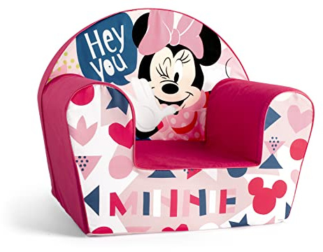 Lulabi Sessel Minnie Icon für Kinder – Rosa, dekoriert, aus Baumwolle und Frottee – weich und bequem, Maße: 51 x 33 x 43 cm