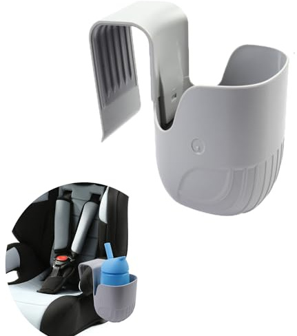 Kinder-Getränkehalter für Autositz, Getränkehalter für Babyschalen, Kinderwagen-Getränkehalter, Rollstuhl-Getränkehalter, kompatibel mit den meisten Autositzmodellen – Grau