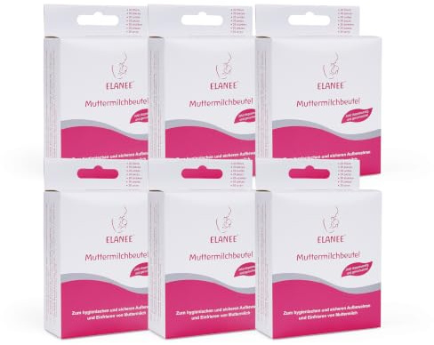ELANEE Muttermilchbeutel, zum Aufbewahren & Einfrieren 120 Stück | 120 Muttermilchbeutel zum hygienischen und sicheren Aufbewahren und Einfrieren von Muttermilch|vorsterilisiert