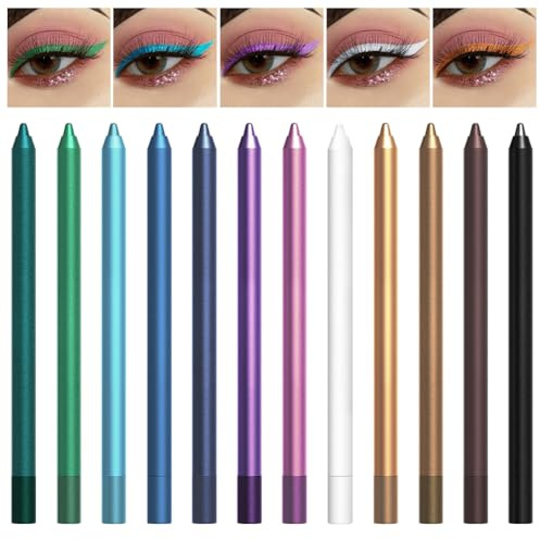 UV Eyeliner Set 12x, wasserfest, neon | Matte UV-Glow Flüssig-Eyeliner, fluoreszierend, für tägliches Make-up