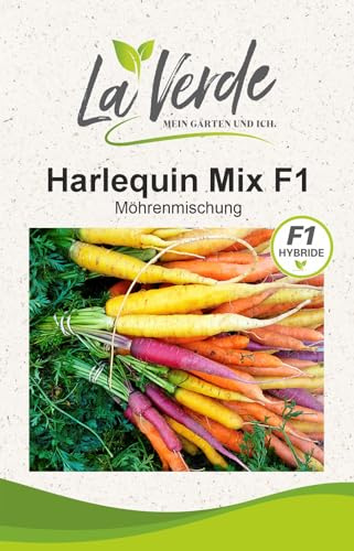 La Verde MEIN GARTEN UND ICH. Harlequin Mix F1 Möhre Samen für ca. 400 Pflanzen, Wurzelgemüse, mild süß aromatisch, Saatgut ohne Gentechnik