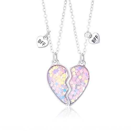 Bellabon 2 Stück Freundschafts Anhänger Halsketten, BFF-Halskette, Freundschaft Halsketten, Bff Ketten für 2 Mädchen, Freundschaftskette Anhänger Geschenk Personalisierter Schmuck