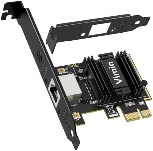 5G Base-T PCIe-Netzwerkkarte, VIMIN 5G Network Card RJ45 Port mit Realtek RTL8126, 5G/2.5G/1000/100 Mbit/s, PCI-Express-Ethernet-Adapter für Windows und Linux, Kompatibel mit PCle x4, x8, x16