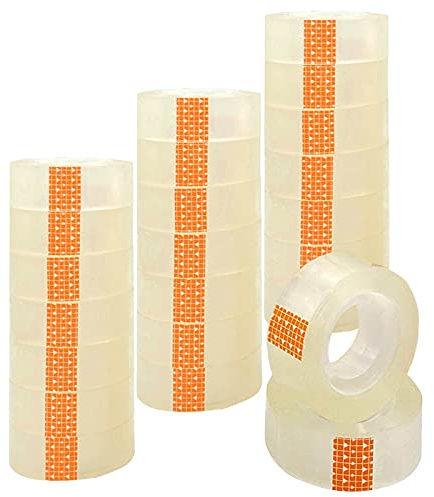 Klebeband Transparent 18 mm x 35 m, 24 Rollen, Stark Haftend | 24 Rollen Transparentes Klebeband, Leicht Schneidbar, Büro und Verpackung