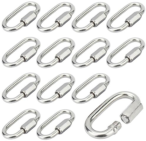 12 Stück M5 Schraubkarabiner Edelstahl 304 Schraubverbinder Karabiner | Kettenglied Karabiner Verbindungsglied zum Verbinden und Aufhängen