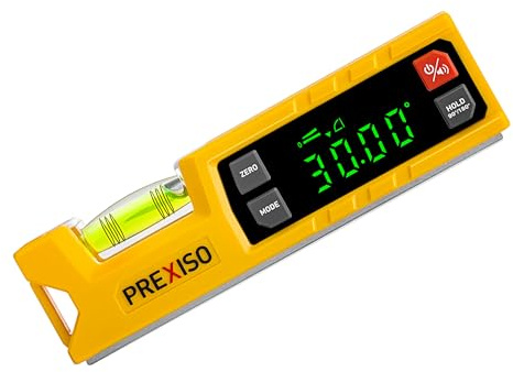 PREXISO Digitale Wasserwaage & Digitaler Winkelmesser, 17,5 cm, 0–90° & 0–180° Messbereich, Magnetische V-Nut, Torpedo-Wasserwaage mit Audioanzeige für Holzarbeiten & Heimwerker